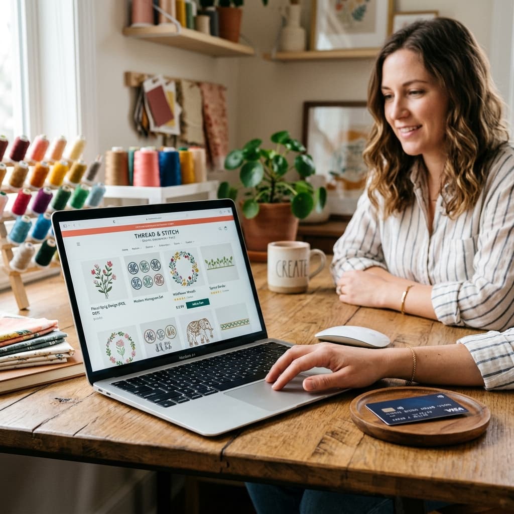 Shopping for digital machine embroidery files online